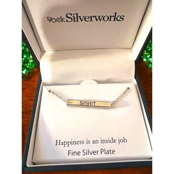 Belk Silverworks Fine Silver Plate Chain Necklace Happiness is an Inside Job - Picture 1 of 8